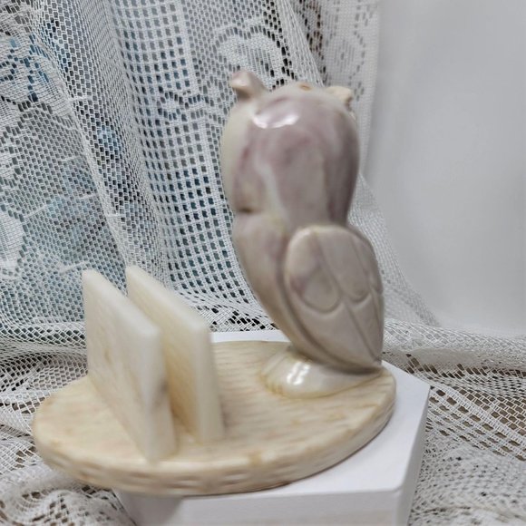 Marble Owl Card Holder Vintage Blue Eyes - Picture 7 of 8